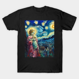 Jesus baby in starry night T-Shirt